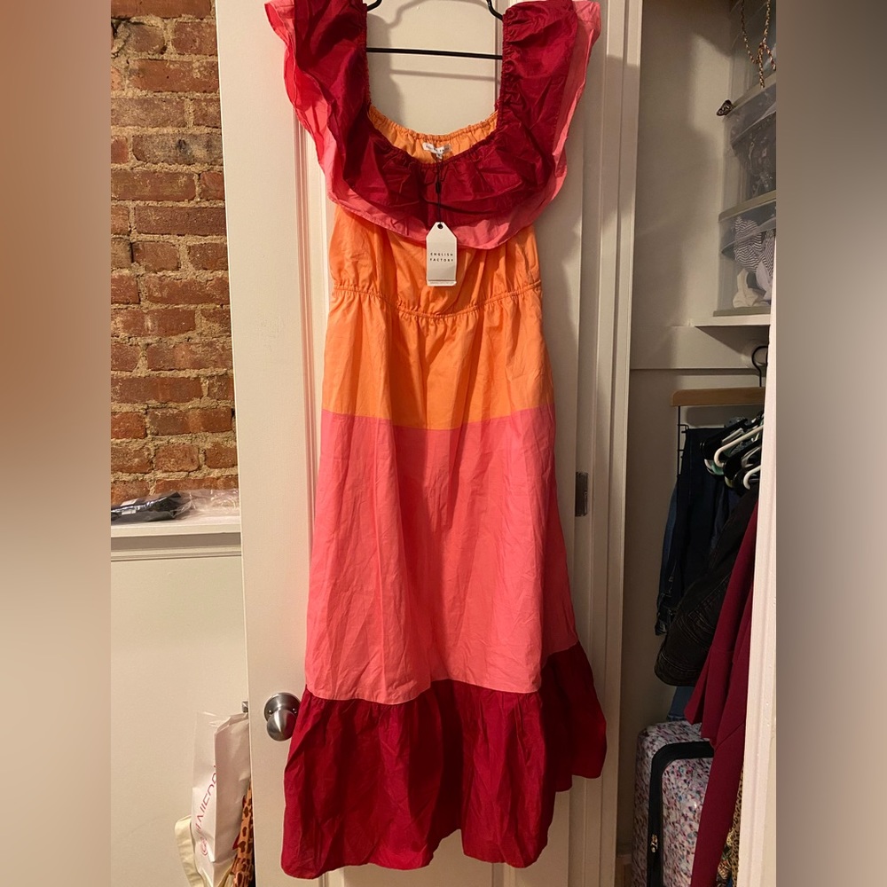 NEW WITH TAGS - Shades of sunset off-the-shoulder dress